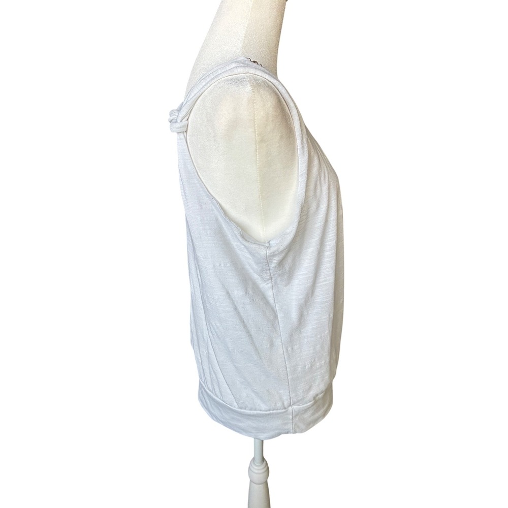 Alyx Womens White Sleeveless Bubble Hem Blouse with Removable Necklace Large - Picture 2 of 6
